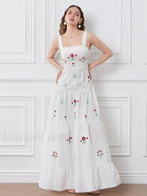 Embroidered Square Neck Boho Dress