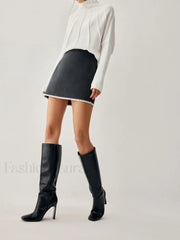 Embroidered Trim Graceful Mini Skirt Skirts
