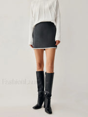 Embroidered Trim Graceful Mini Skirt Skirts