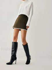 Embroidered Trim Graceful Mini Skirt Skirts