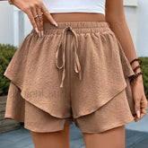 European Solid Color Ruffle Short