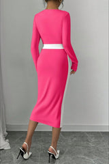 Color Block Panel Bodycon Cocktail Dress