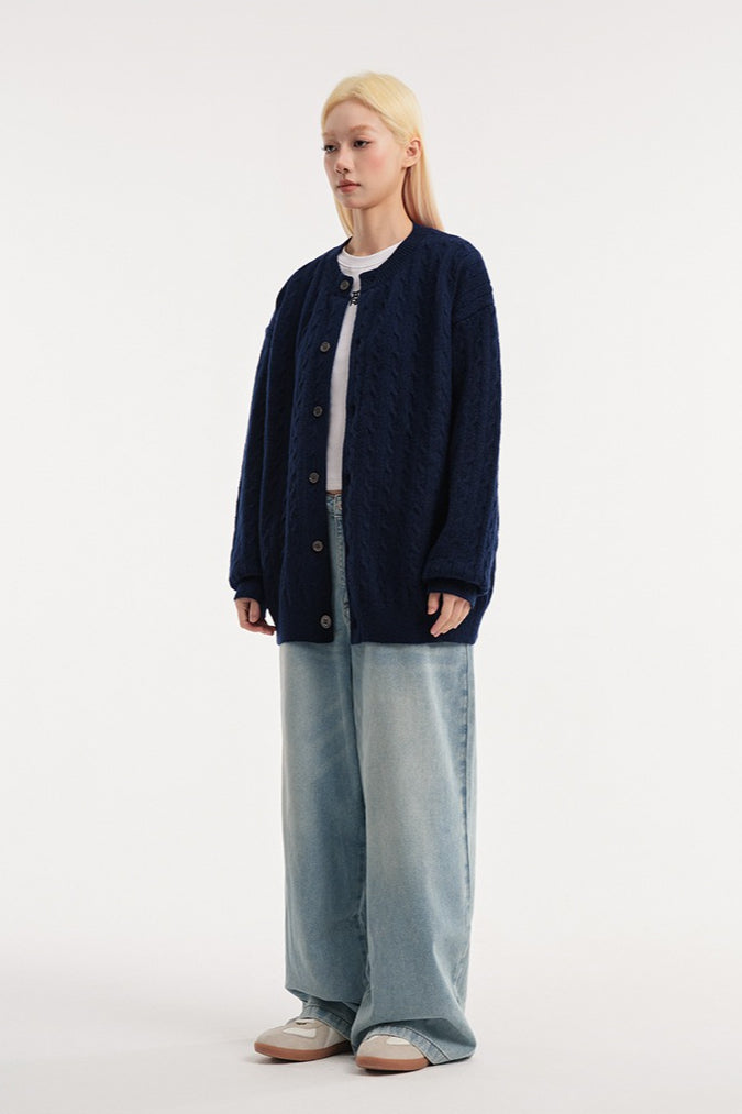 Relaxed Fit Cable Cardigan