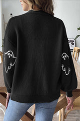 Jacquard Button Cardigan