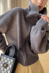 Slouchy High Neck Loose Solid Sweater