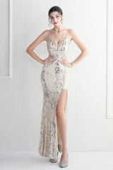 Intricate Beadwork Figure Hugging Gown Formal Dress