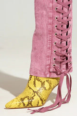 Drawstring Lace Up Denim Jeans