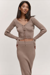 V-Neck Knit Crop Top Sweater Dress