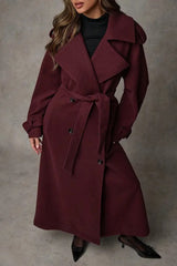 Long Notched Lapel Wool Blend Overcoat
