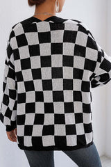 Checkered Knit Cardigan