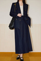 Double Breasted Twill Blazer