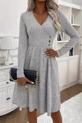 V-Neck Patchwork Sweater Dress