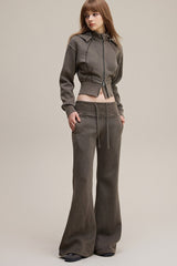 Fleece Lined Bodycon Flared Knit Pants