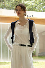 Tencel Wool Blend Round Neck Knit Top