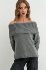 Solid Color Off Shoulder Knitted Sweater