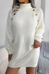 Long Sleeve Button Knit Sweater Dress