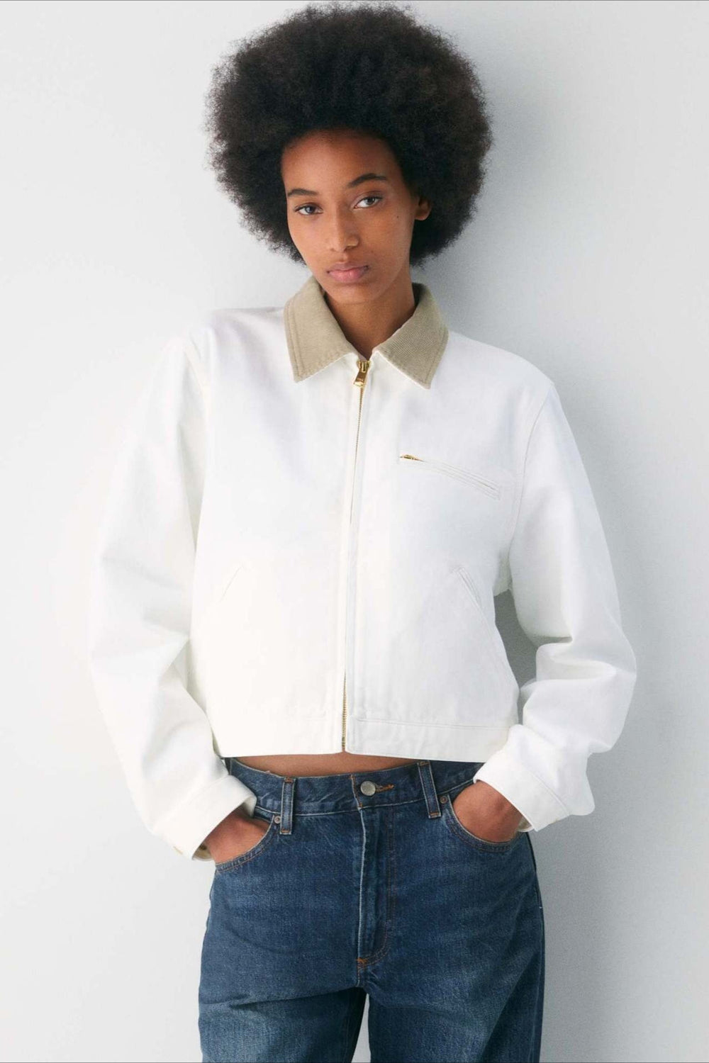 Cropped Utility Workwear Jacket S / White