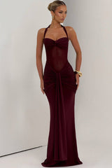 Mesh Panel Sash Maxi Dress