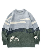 Farm Land Jacquard Knit Sweater Blue / M Sweaters