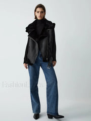 Faux Fur Graceful Leather Vest Vests