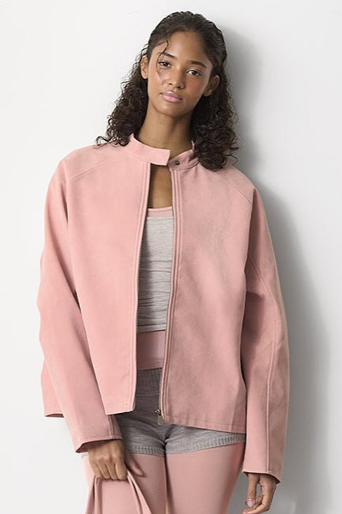 Stand Collar Suede Minimalist Jacket