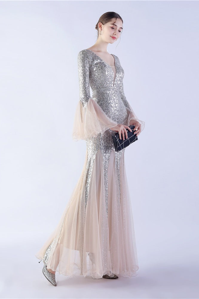 Sequin Ruffled Mesh Party Dress