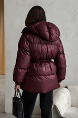 Adjustable Drawstring Hooded Puffer Jacket