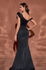 Flutter Sleeve Little Black Formal Dress