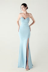 Strapless Sweetheart Pleated Party Dress