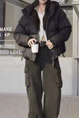 Cropped Hooded Insulated Puffer Jacket S / Black