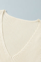 V-Neck Long Sleeve Knit Sweater Dress