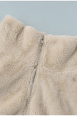 Stand Collar Faux Fur Cropped Jacket