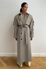 Long Cotton Vintage Tied Relaxed Overcoat