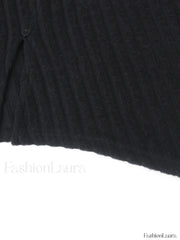 Flare Cuff Graceful Ribbed Knit Top Shirts
