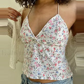 Floral Eyelet Cottage Crop Top PINK / S