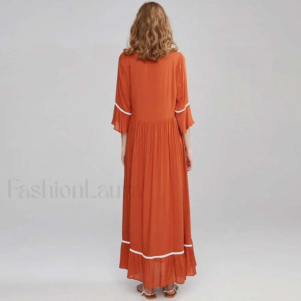 Floral Flare Sleeve Boho Dress