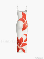 Floral Print Sleeveless Split Long Dress Dresses