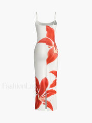 Floral Print Sleeveless Split Long Dress Dresses