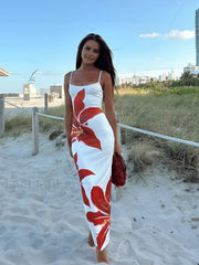 Floral Print Sleeveless Split Long Dress Dresses