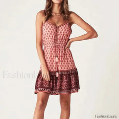 Floral Strappy Mini Boho Dress