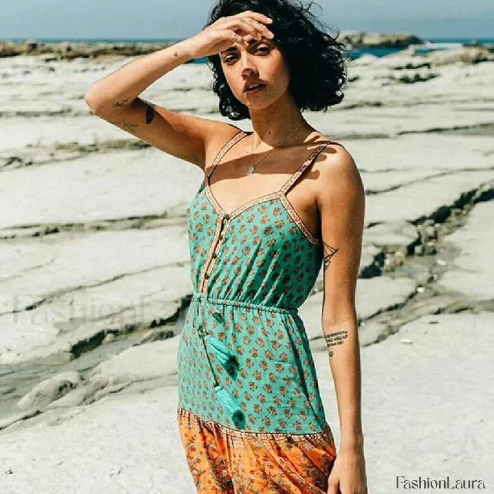 Floral Strappy Mini Boho Dress