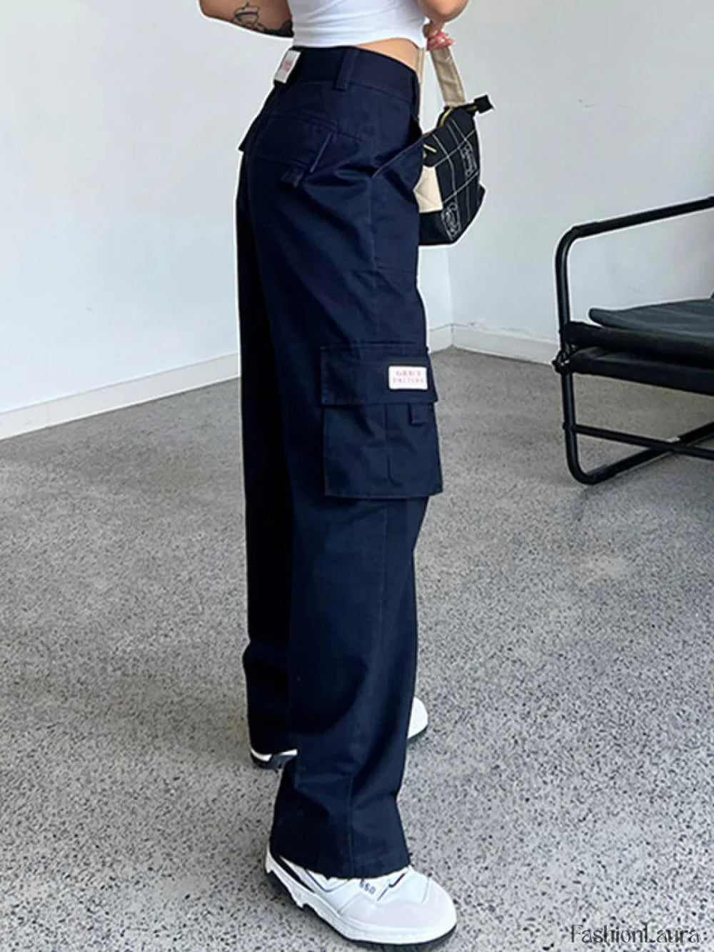 Fold Over Waist Y2K Straight Leg Pants Straight Leg Pants