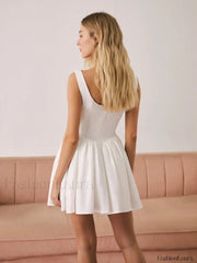 French Elegant Graceful Solid Short Dress Dresses