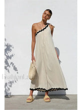 French Sloping Shoulder Boho Dress