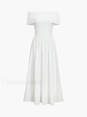 Frenchy Solid Graceful Off Shoulder Long Dress White / XS Dresses