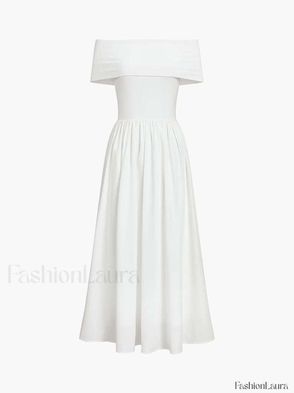 Frenchy Solid Graceful Off Shoulder Long Dress White / XS Dresses