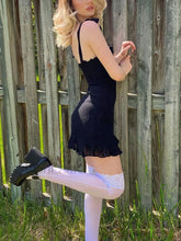 Frill Trim Tie Strap Mini Dress Black / S Mini Dresses