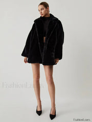 Furry Oversized Collar Trendy Faux Fur Coat Women Faux Fur Coats