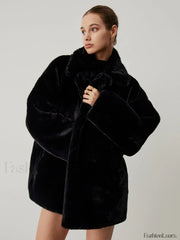 Furry Oversized Collar Trendy Faux Fur Coat Women Faux Fur Coats