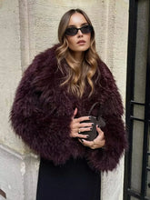 Fuzzy Faux Graceful Fur Short Coat Burgundy / XS Women Faux Fur Coats